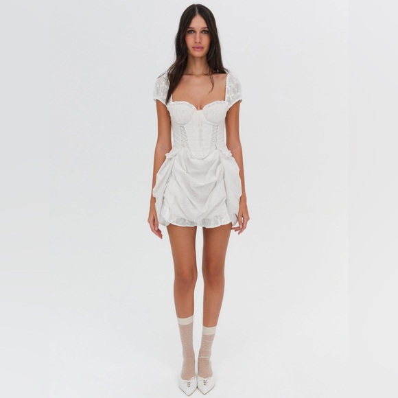 knee length dresses for ladies For Love & Lemons Magnolia Mini Dress in White
